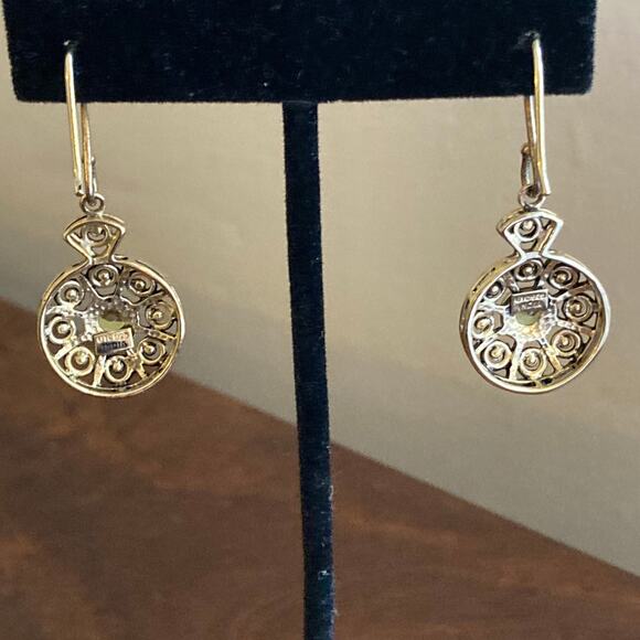 UTC India Gold Over 925 Silver Peridot Earrings - Picture 5 of 6